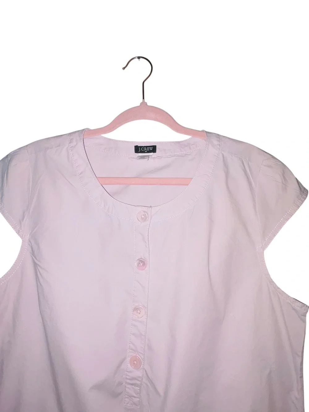 J. Crew Pale Pink Cap-Sleeve Minimalist Everyday 100% Cotton Mini Dress sz L